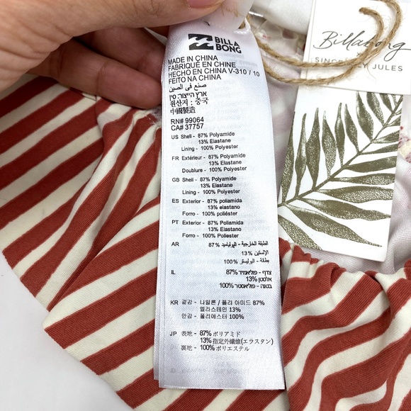 Billabong Sincerely Jules Dos Palmas Ruffle Bikini TOP ONLY in Mul Red Sz Small - Picture 9 of 9